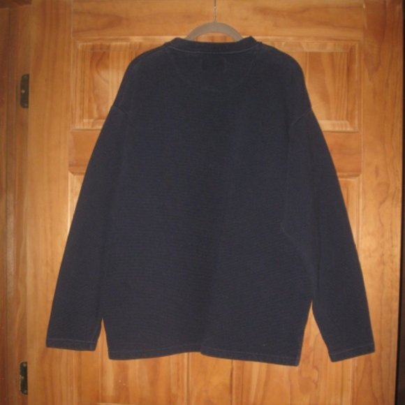 J. Riggings Sportswear Long Sleeve Blue Henley - Picture 2 of 2